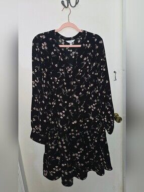 Time and Tru Black Floral Midi Dress